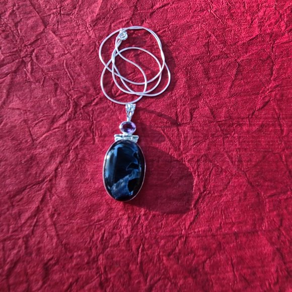 Pietersite pendant necklace in sterling silver-Genuine Pietersite pendant - Picture 1 of 4